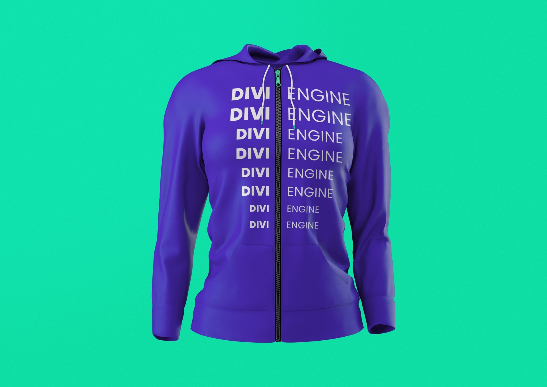 Purple Engine Text Zipper Hoodie